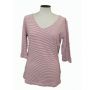 HV08FTS780 3/4 sleeves striped V-neck T-shirt Woman HEMP VALLEY OUTLET