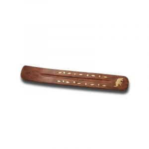 Wooden Incense Holder brass inlays "Hemp leaf" 260mm