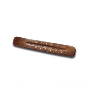 Wooden Incense Holder Brass Inlays "Circles and stars" 260mm